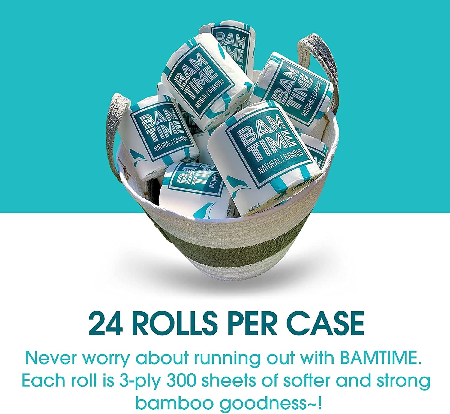 Tree-Free Bamboo Toilet Paper - 24 Rolls, 3-Ply, 300 Sheets per Roll