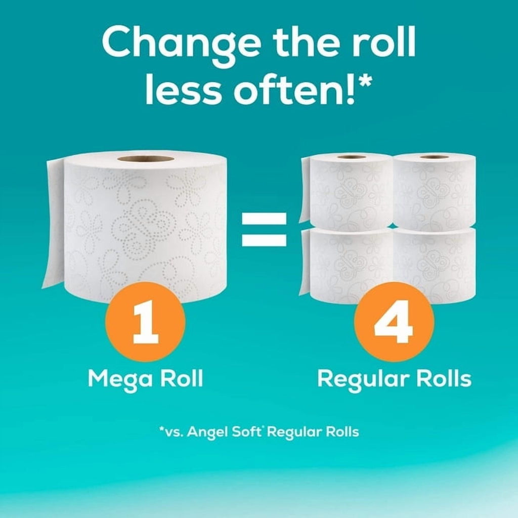 2 pack Angel Soft Household Embossed 2-Ply Pulp Septic Safe Toilet Paper Unscented 9 Count Rolls