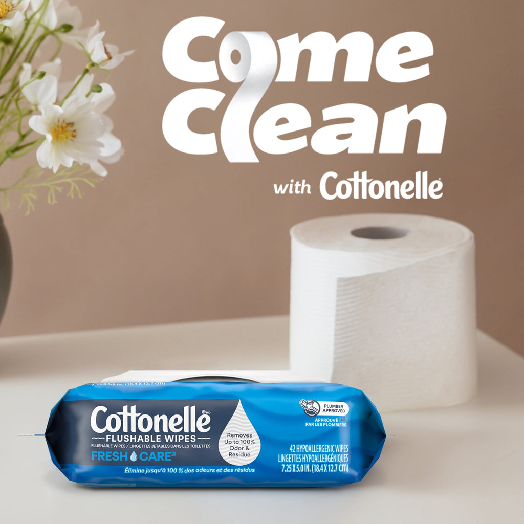 Cottonelle Ultra Clean Toilet Paper - Strong Toilet Tissue, 12 Mega Rolls