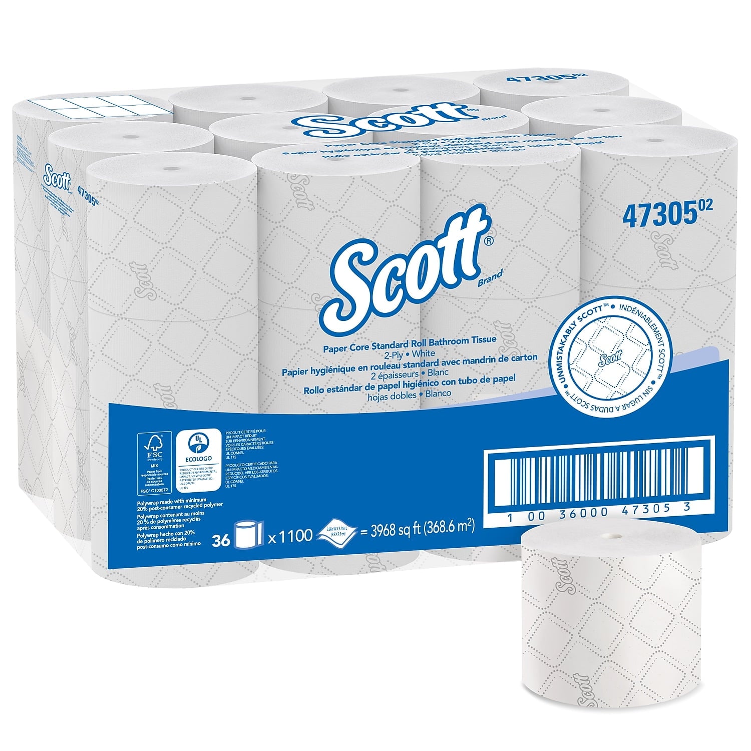 Scott® Pro Small-Core High-Capacity 2-Ply Toilet Paper - 1100' Per Roll, Pack Of 36 Rolls