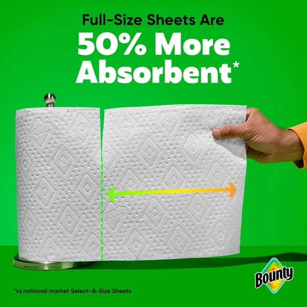 2 Pack Bounty Paper Towels Full Sheet White - 6 Triple Rolls, 75 Sheets per Roll