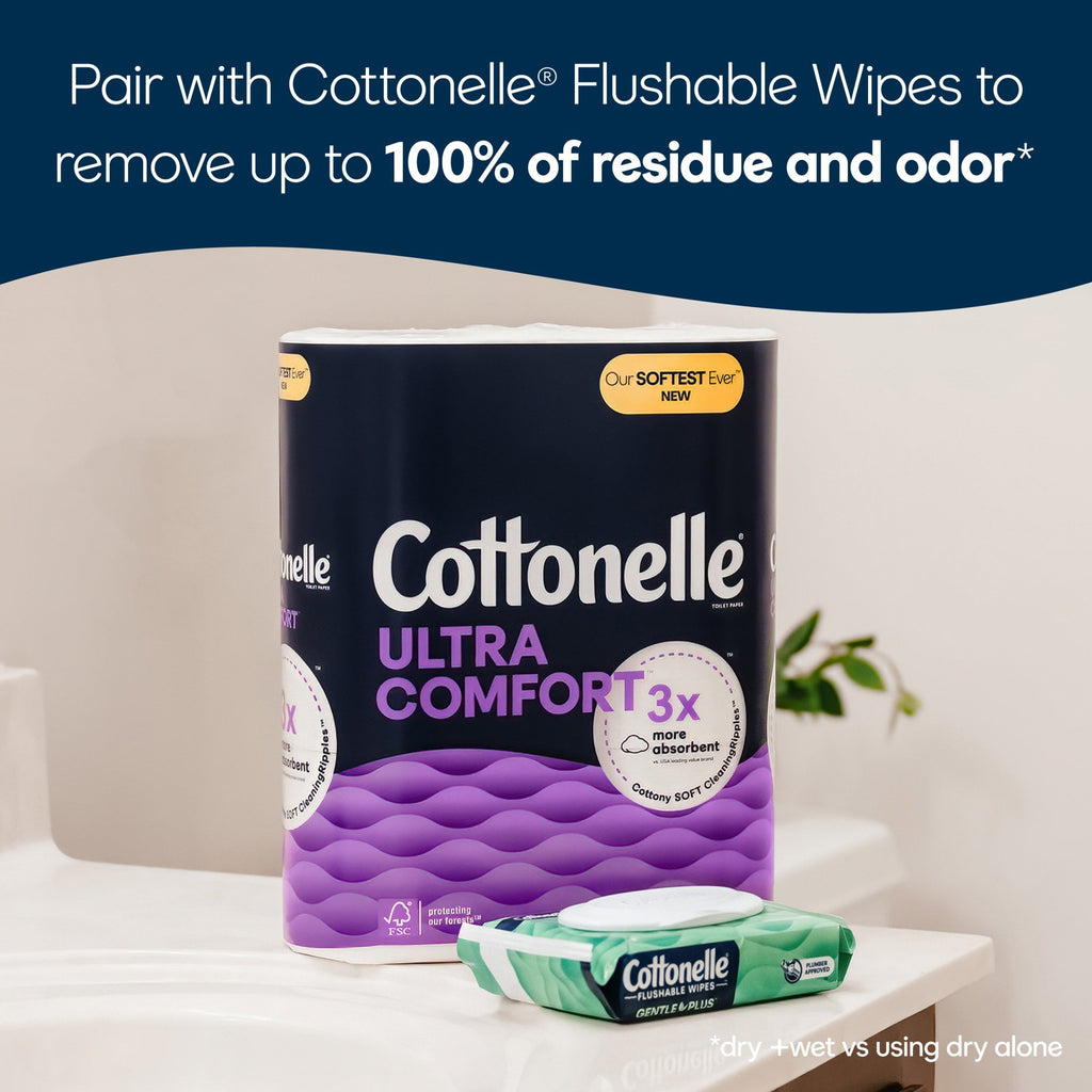 Cottonelle Ultra Comfort Toilet Paper - Soft Toilet Tissue, 12 Mega Rolls - 3-Pack