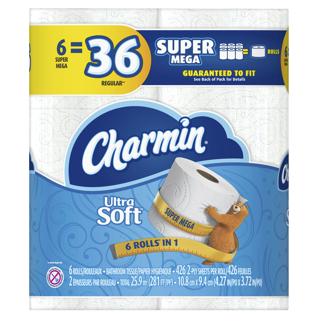 Charmin Ultra Soft Toilet Paper - 6 Super Mega Rolls