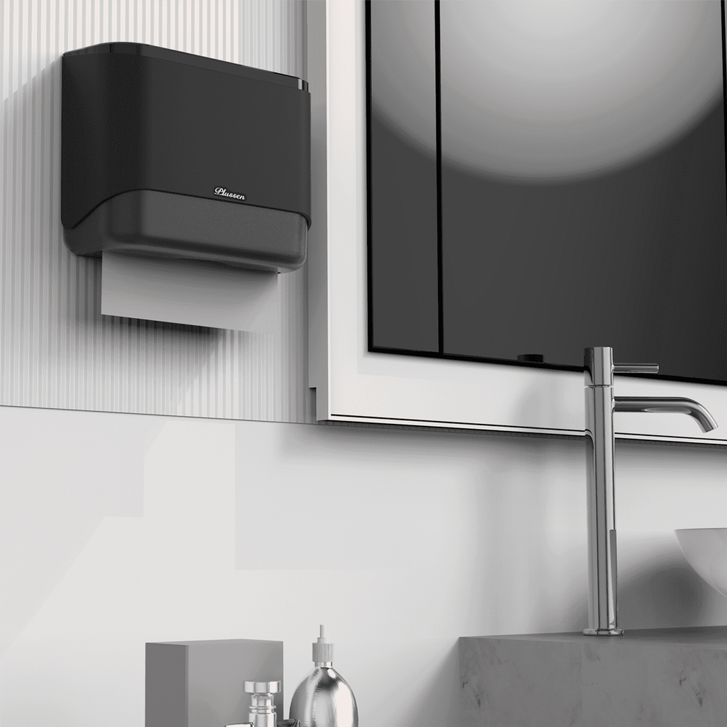 Plussen Wal-Mounted Paper Towel Dispenser Commercial - 11.10 x 3.94 x 8.39 In, ABS Black, 1 Pack