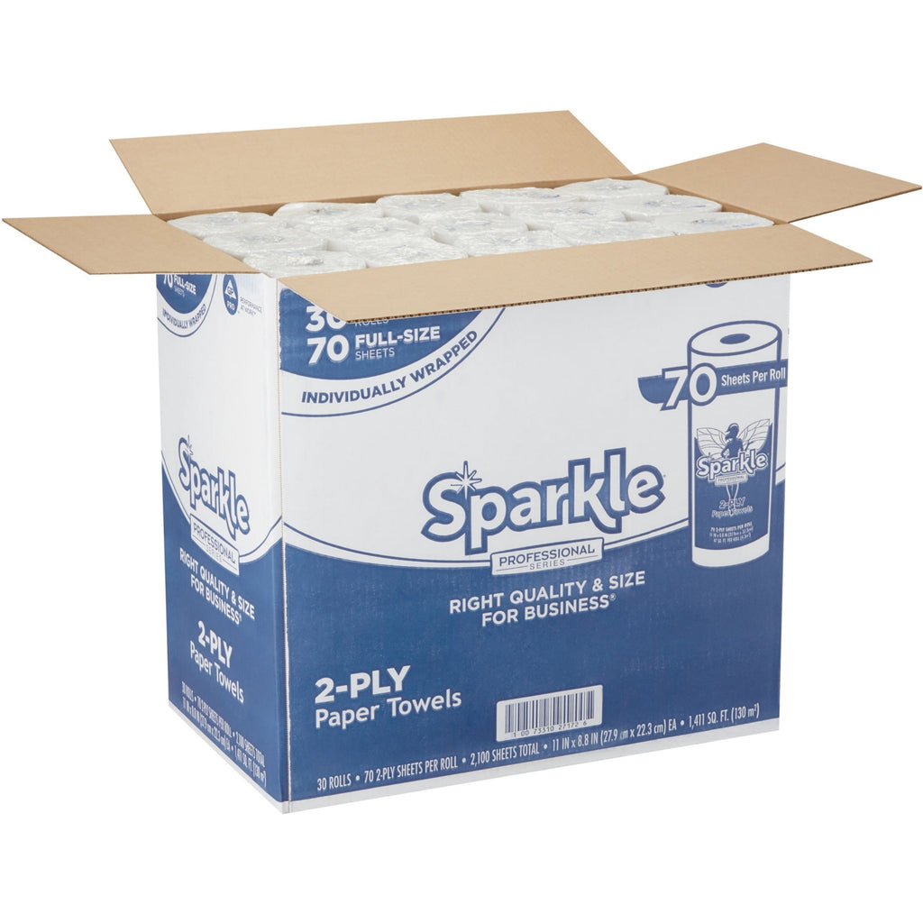 Georgia Pacific Sparkle ps Premium Perforated Paper Kitchen Towel Roll - 2-Ply, 11 x 8.8, White, 70 Sheets, 30 Rolls/Carton