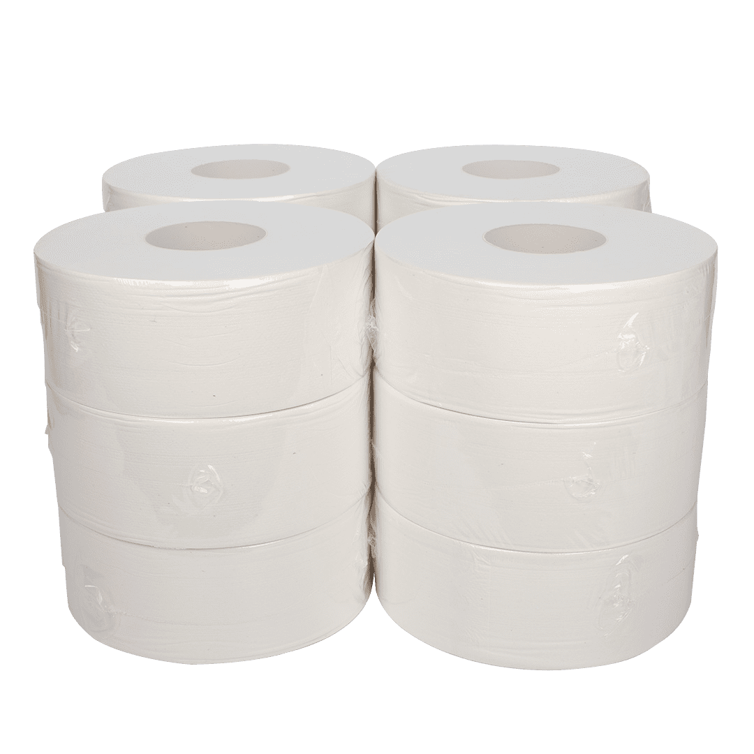 Karat 9 Inch 2 Ply Jumbo Roll Bathroom Toilet Paper - White (12 Pack)