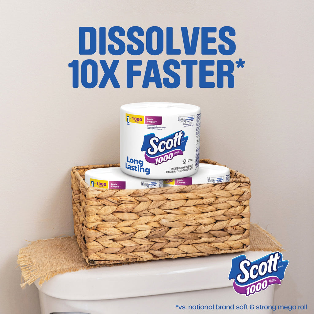 Scott 1000 Toilet Paper - 24 Rolls, 1, 000 Sheets per Roll
