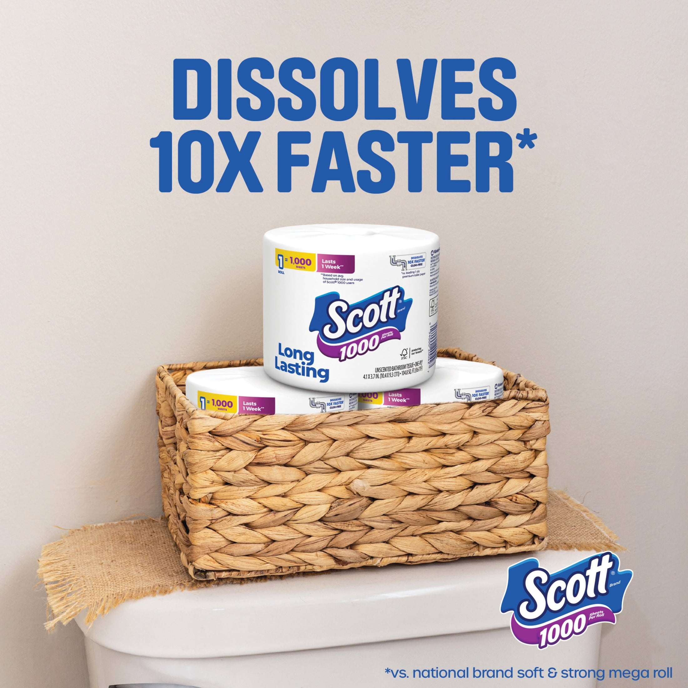 Scott 1000 Toilet Paper - 24 Rolls, 1, 000 Sheets per Roll