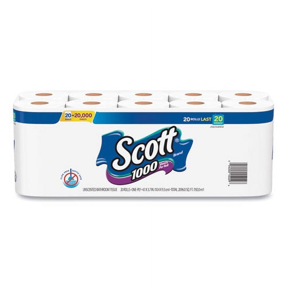"1000 Bathroom Tissue - Septic Safe, 1-Ply, White, 1000 Sheet/roll, 20/pack - Bundle of 2 Packs"