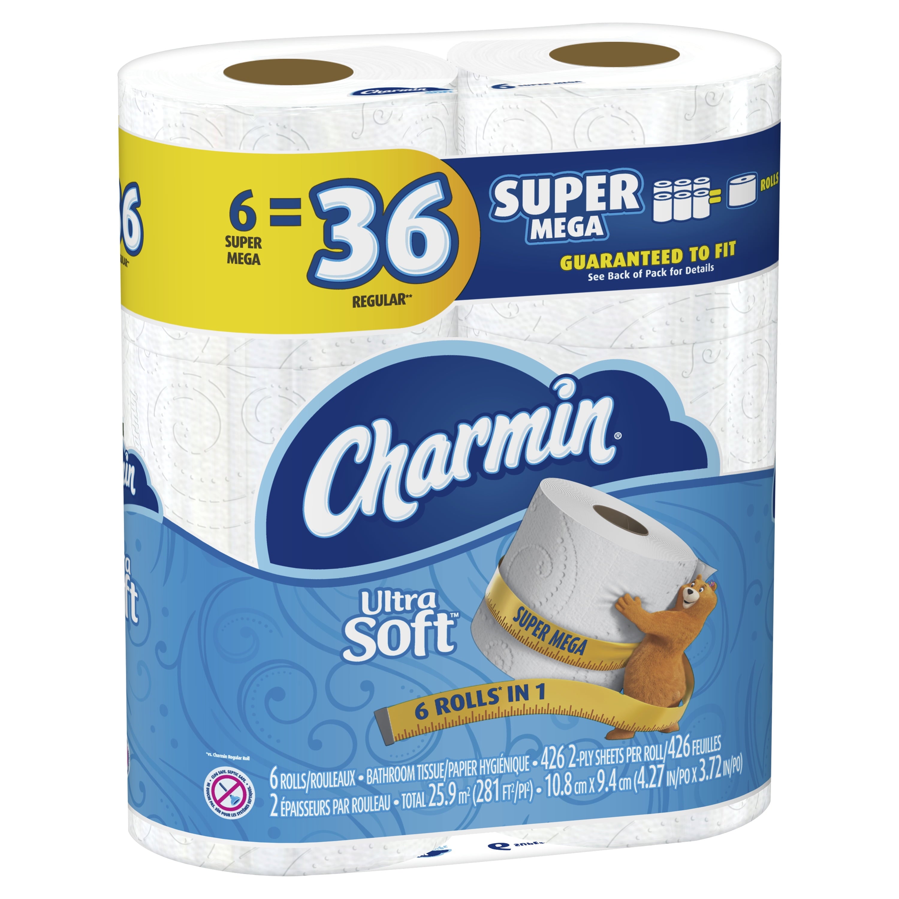 Charmin Ultra Soft Toilet Paper - 6 Super Mega Rolls