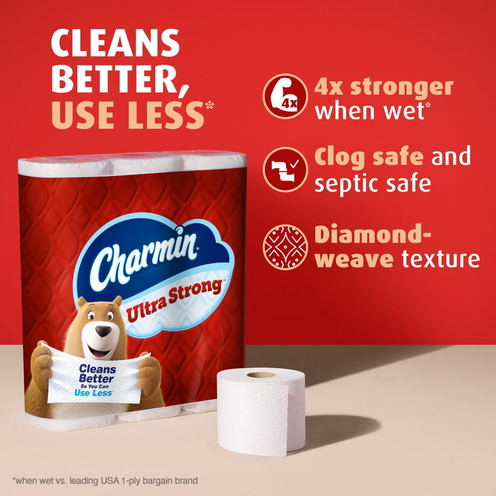 Charmin Ultra Strong Toilet Paper - 4-Pack of 6 Mega Rolls, 220 Sheets per Roll