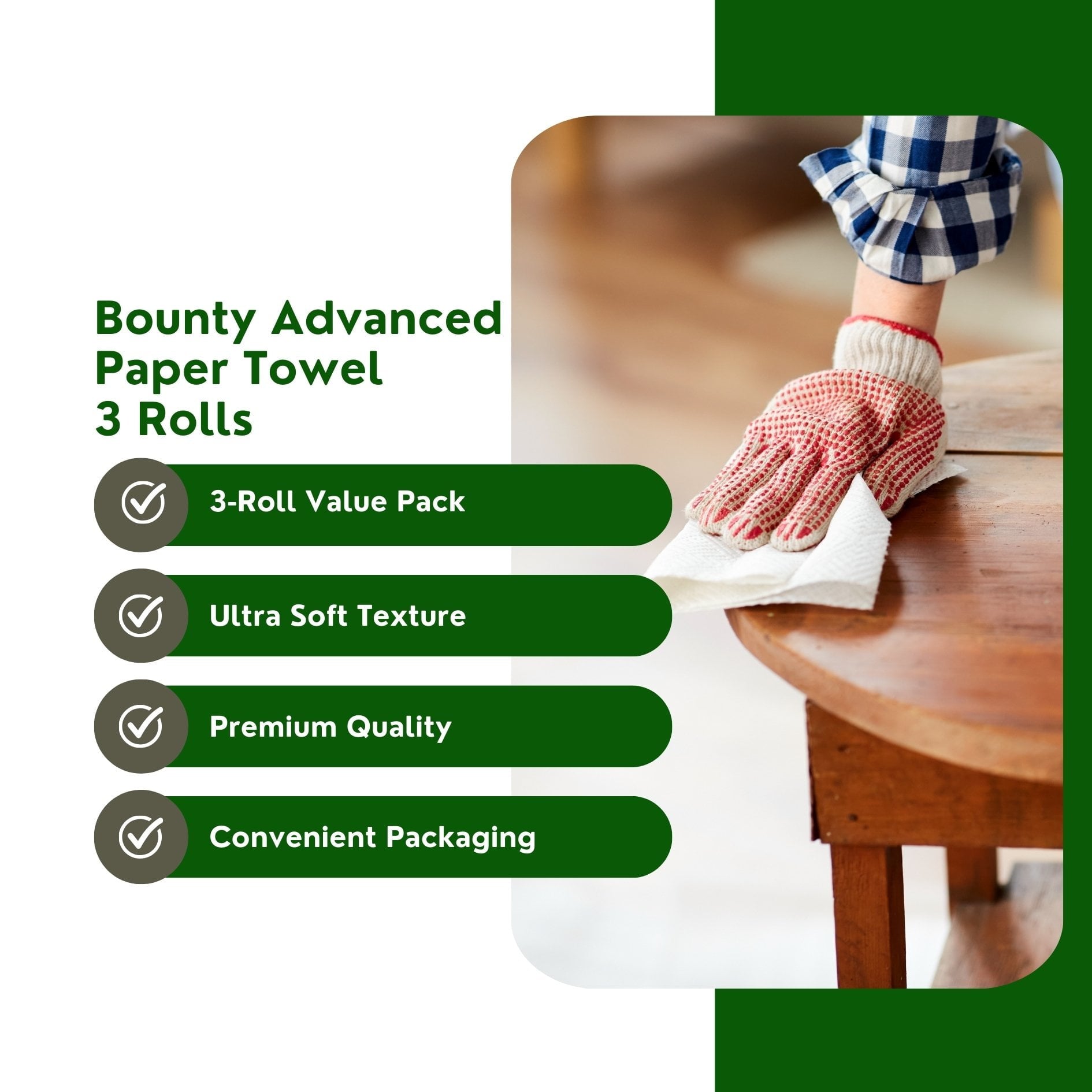 Bounty Advanced 2-Ply Paper Towel - Absorbent - Durable, and Clothlike - Select-A-Size - 3 Rolls