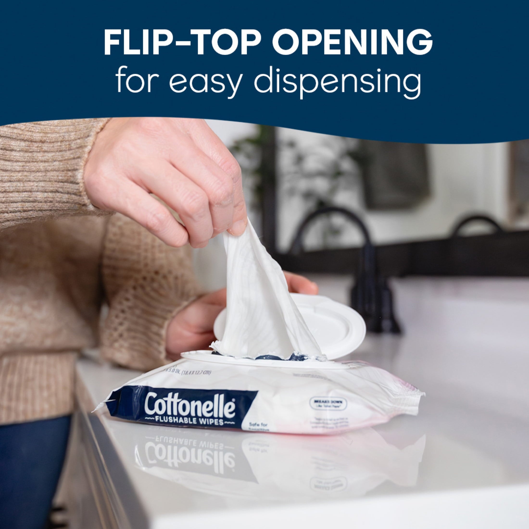 Cottonelle Fragrance Free Flushable Wet Wipes - 4 Flip-Top Packs