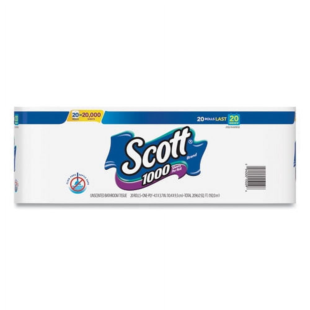 "1000 Bathroom Tissue - Septic Safe, 1-Ply, White, 1000 Sheet/roll, 20/pack - Bundle of 2 Packs"