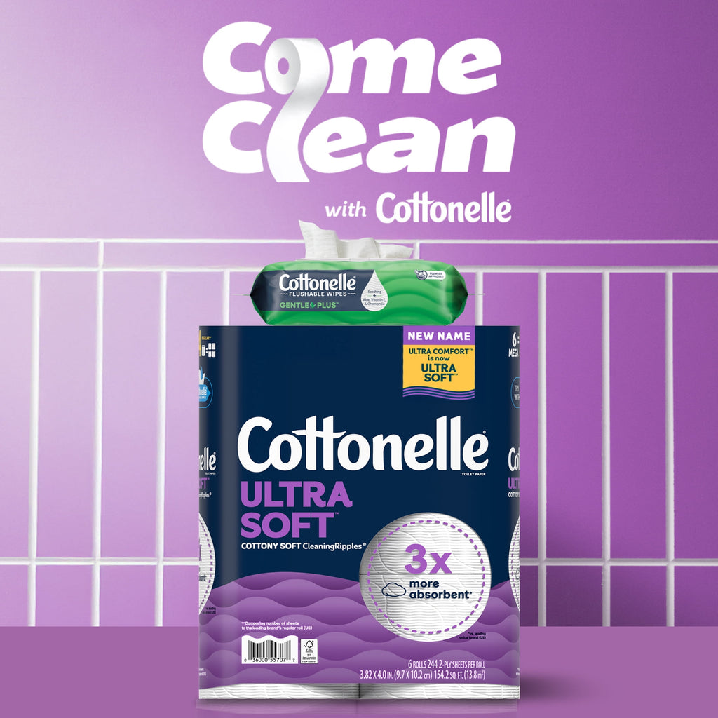 Cottonelle Ultra Soft Toilet Paper - Strong Toilet Tissue, 24 Mega Rolls