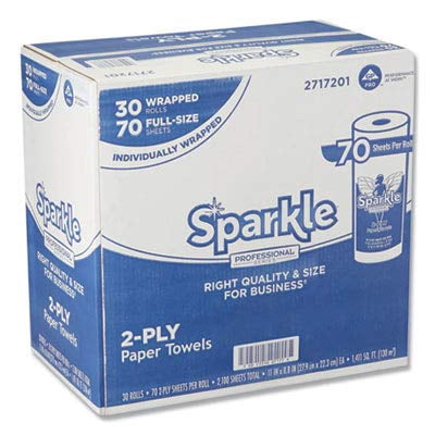 Sparkle Professional Series 2-Ply Perforated Kitchen Paper Towel Rolls by GP PRO (Georgia-Pacific) - 2717201, 70 Sheets Per Roll, 30 Rolls Per Case