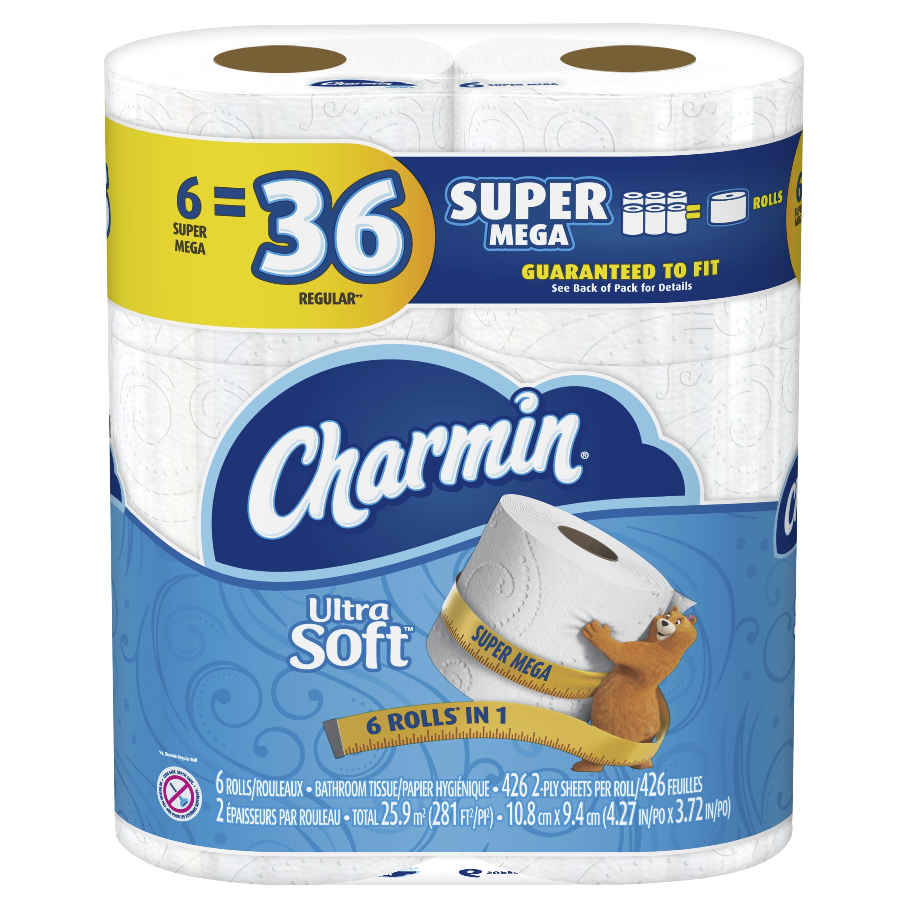 Charmin Ultra Soft Toilet Paper - 6 Super Mega Rolls