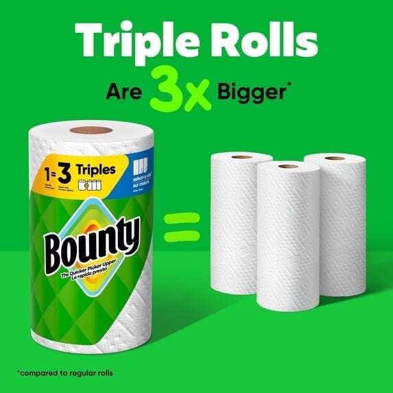 2 Pack Bounty Paper Towels Full Sheet White - 6 Triple Rolls, 75 Sheets per Roll