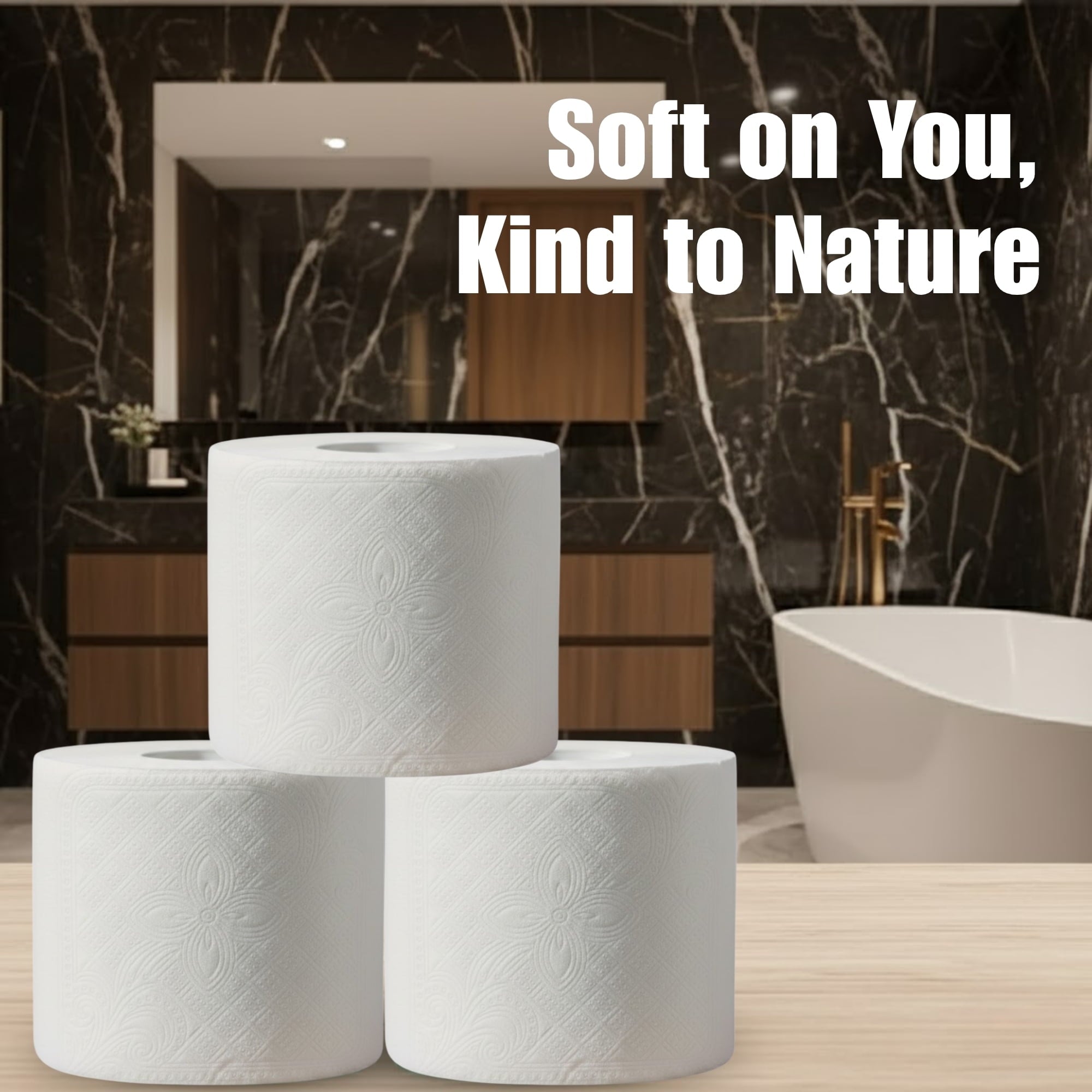 SRIAA Premium Organic 100% Bamboo Tree-Free Toilet Paper - 24 Mega Rolls, 3-Ply, 300 Sheets per Roll, Septic Safe, Plastic Free, FSC Certified