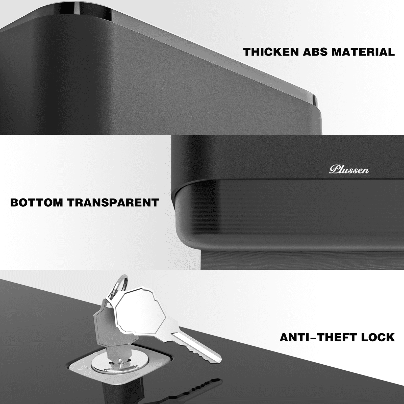 Plussen Wal-Mounted Paper Towel Dispenser Commercial - 11.10 x 3.94 x 8.39 In, ABS Black, 1 Pack