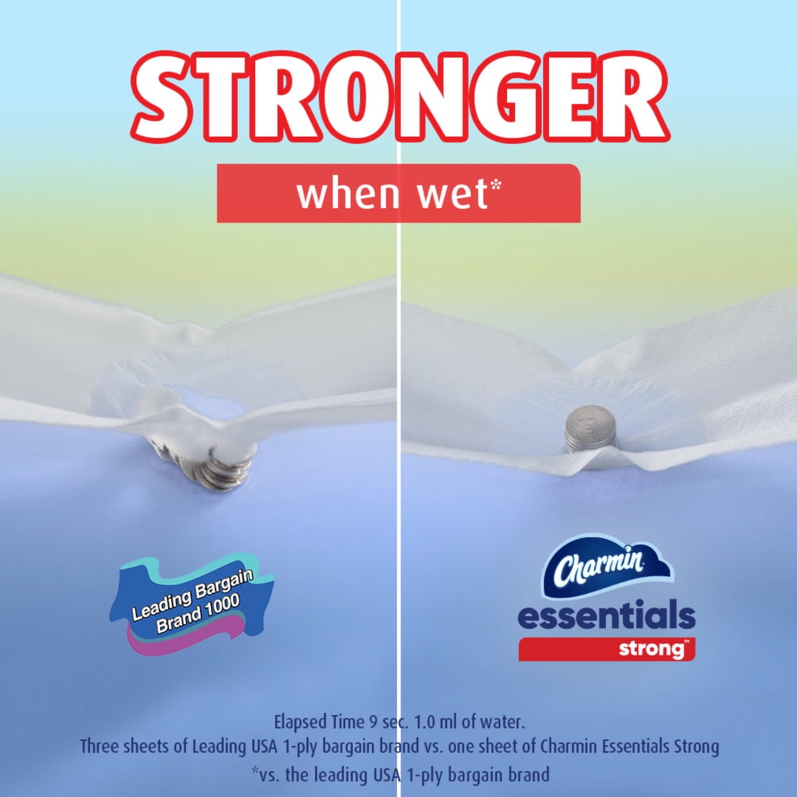 Charmin Essentials Strong Toilet Paper - 3 Packs of 6 Mega Rolls, 429 Sheets per Roll