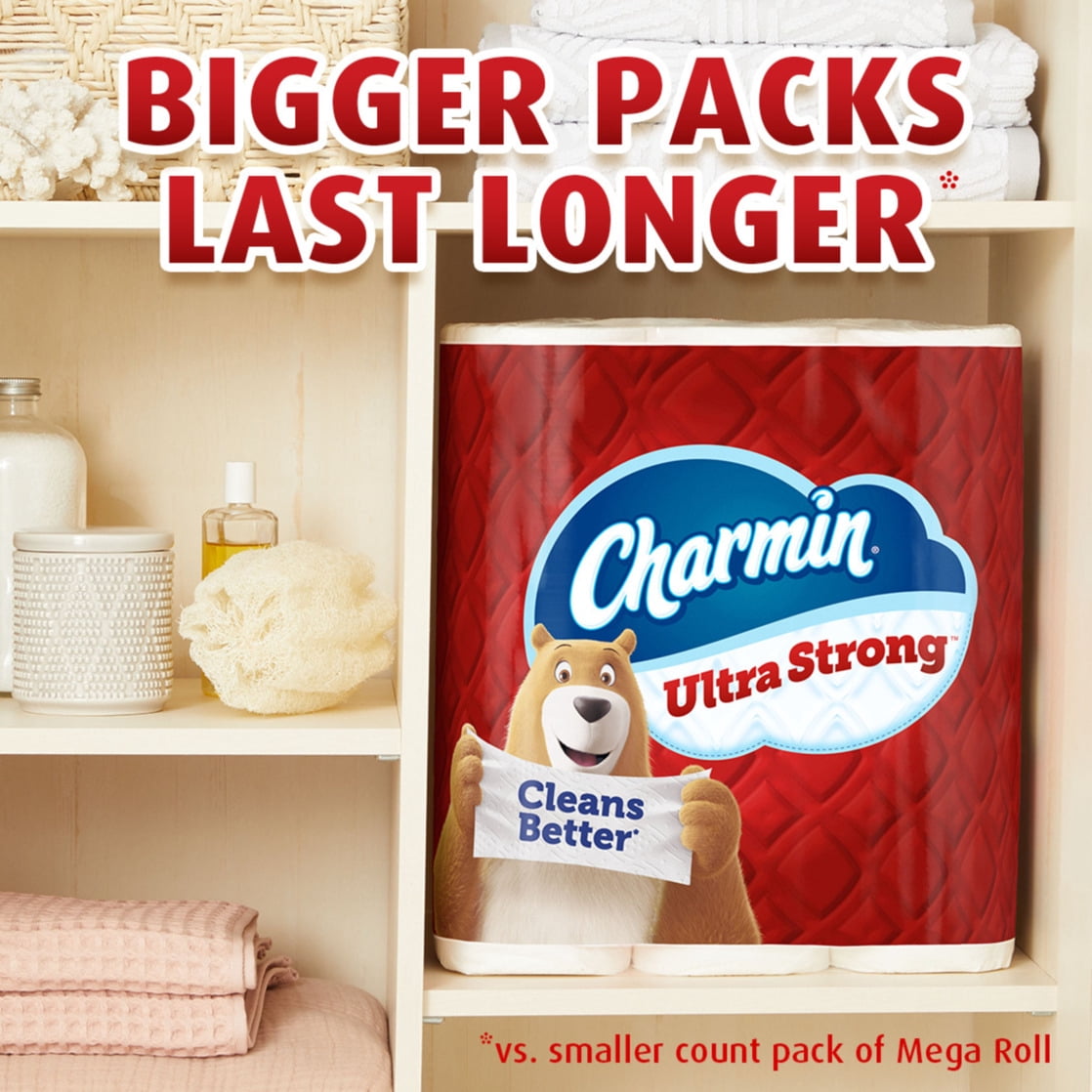 Charmin Ultra Strong Toilet Paper - 4-Pack of 6 Mega Rolls, 220 Sheets per Roll