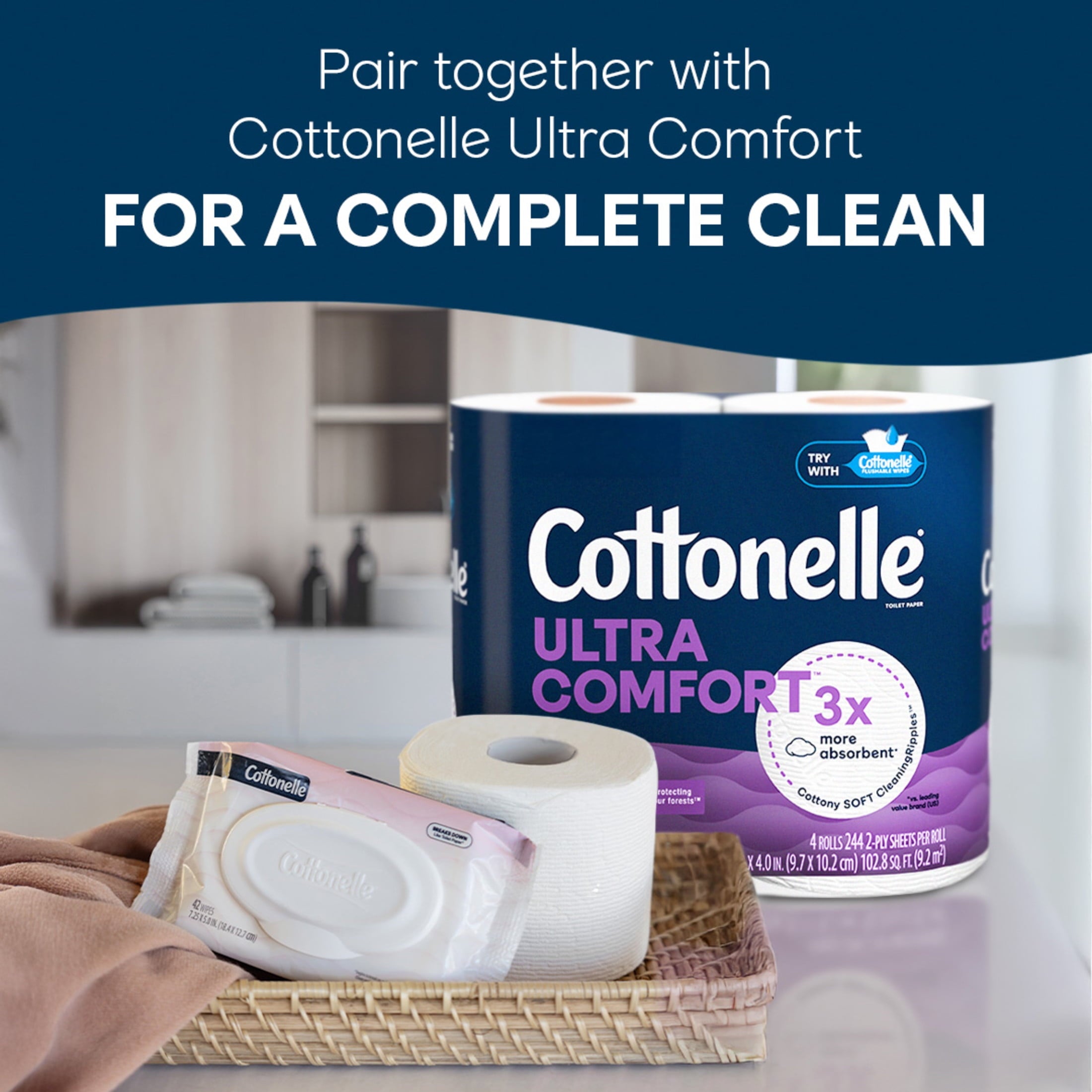 Cottonelle Fragrance Free Flushable Wet Wipes - 4 Flip-Top Packs