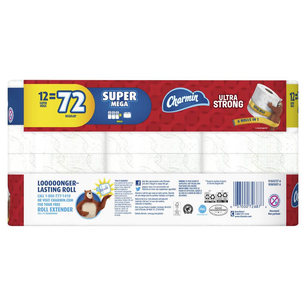 Charmin Ultra Strong Toilet Paper - 12 Super Mega Rolls