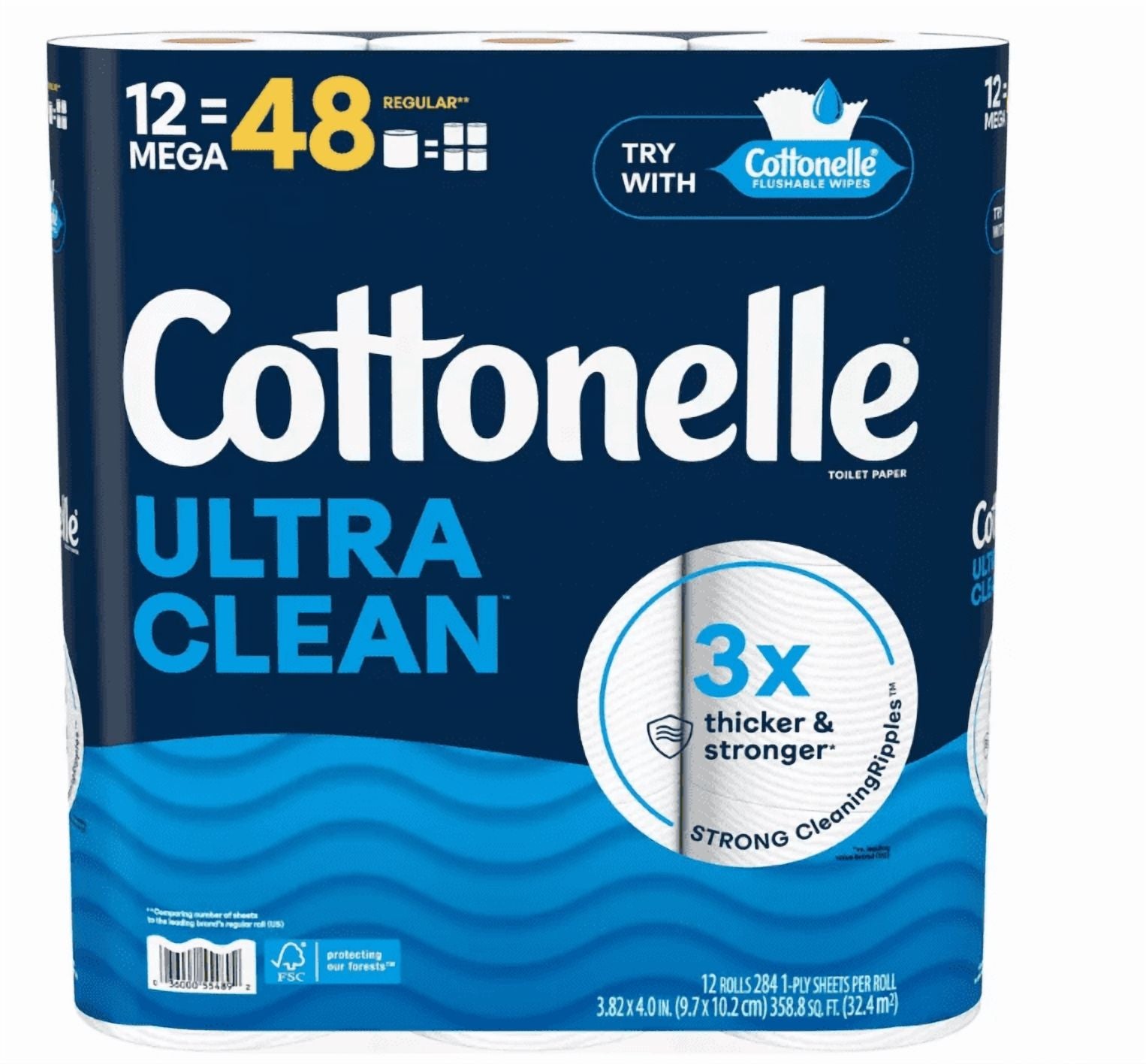 Cottonelle Ultra Clean Strong Toilet Paper Size Mega Count 12