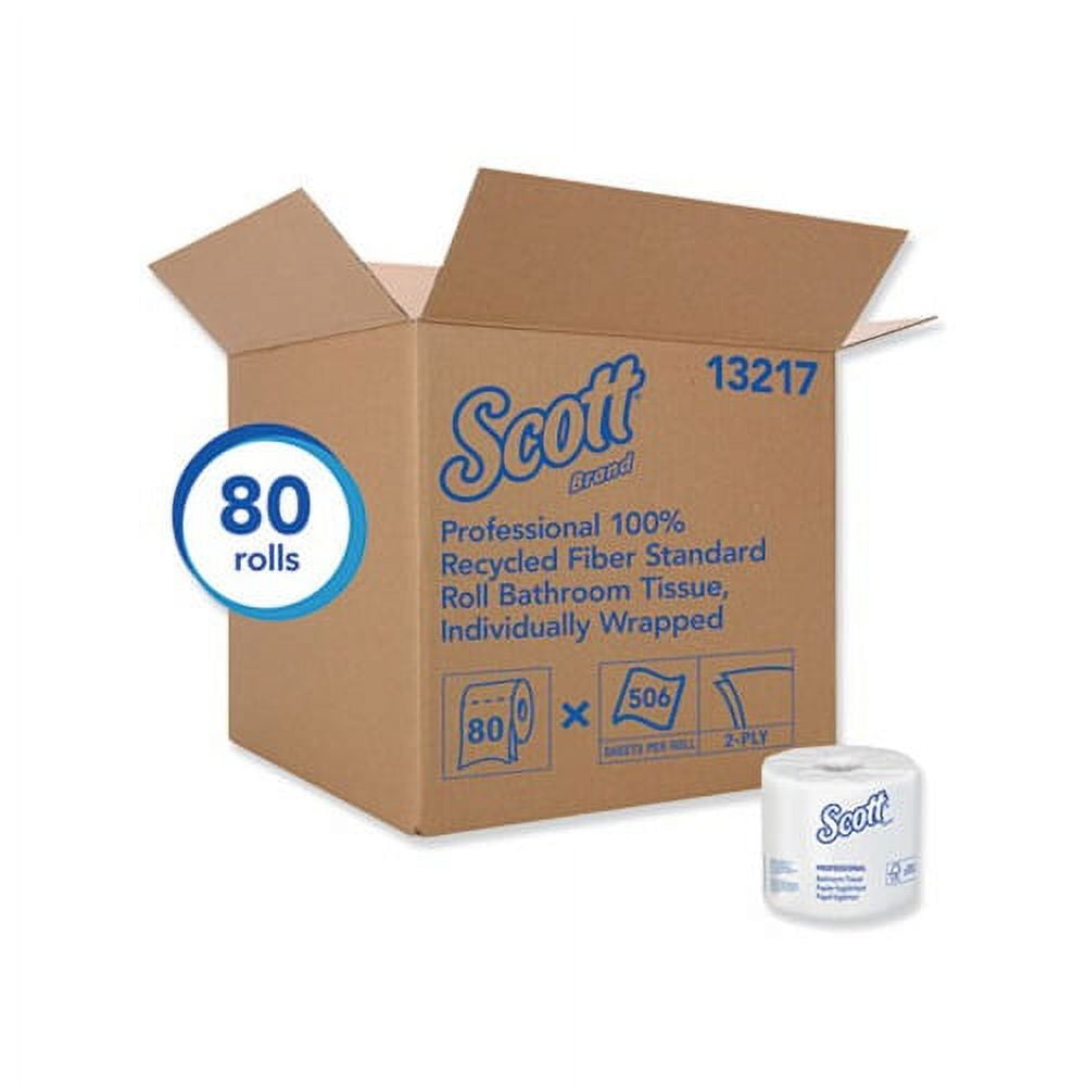 Scott 100% Recycled Fiber Bathroom Tissue 2-Ply 506 Sheets/Roll 80/Carton 13217
