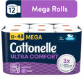 Cottonelle Ultra Comfort Toilet Paper - Soft Toilet Tissue, 12 Mega Rolls - 3-Pack