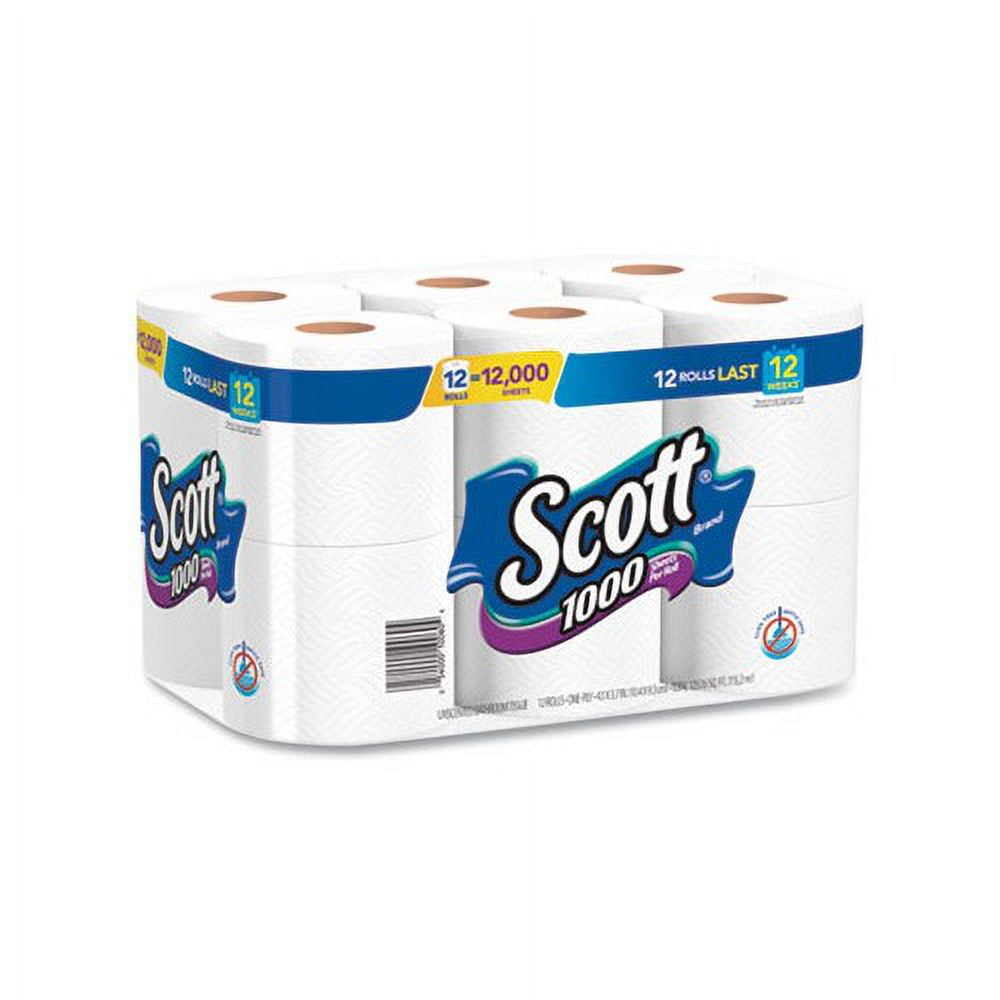 Scott Containers Toilet Paper Septic Safe - 1-Ply, White, 1000 Sheets/Roll, 12 Rolls/Pack, 4 Pack/Carton