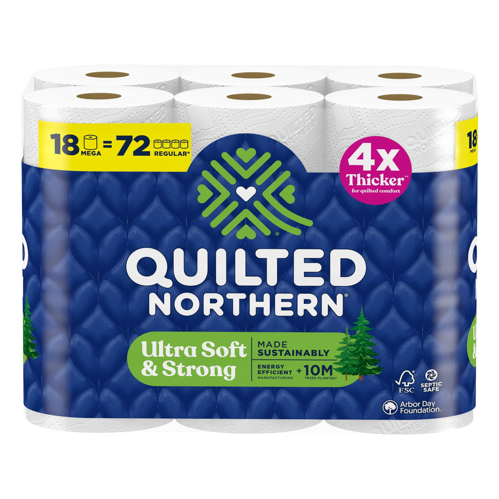 Quilted Northern Ultra Soft & Strong 2-Ply Toilet Paper - 18 Mega Rolls, 255 Sheets Per Roll