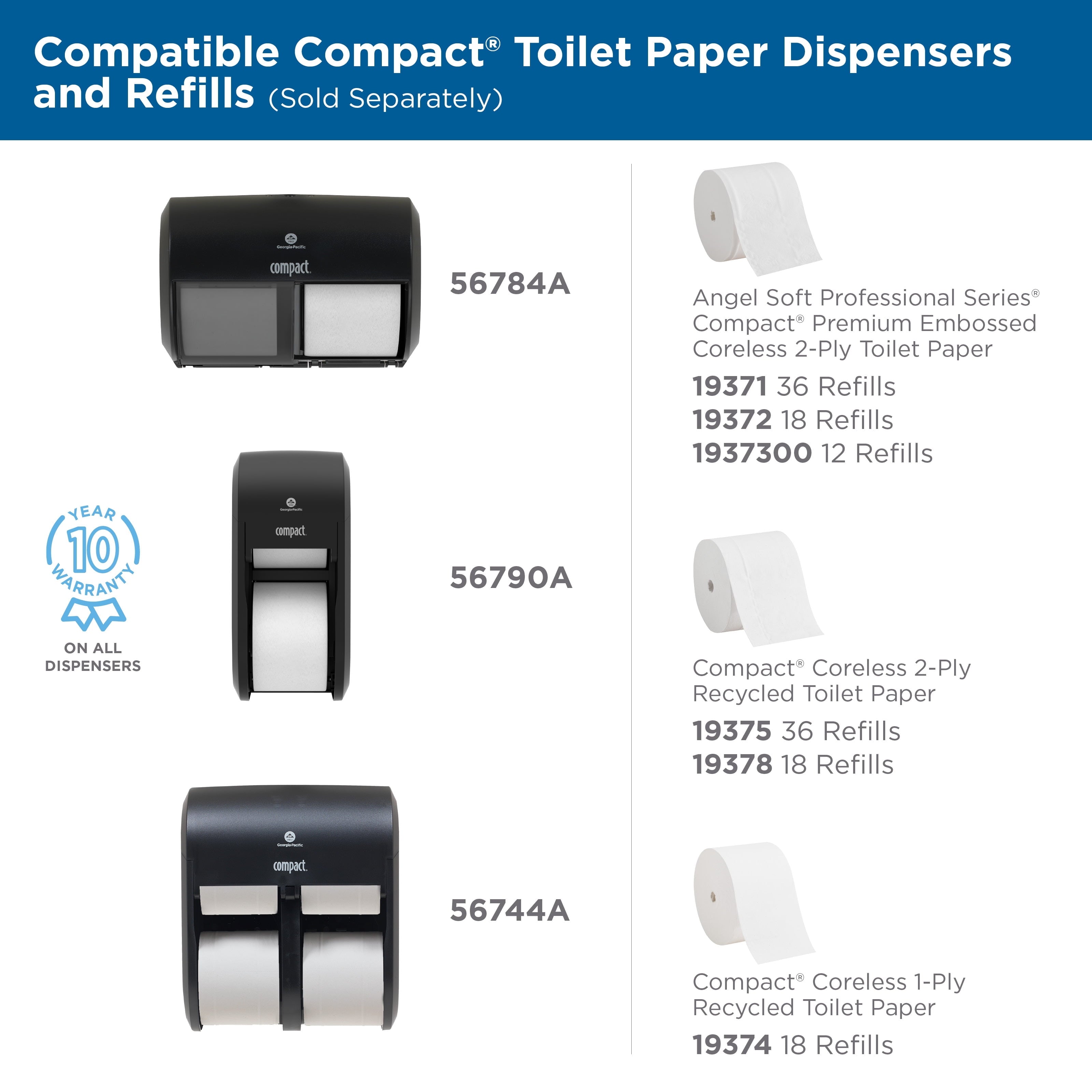Angel Soft Professional Series Compact Coreless 2-Ply Toilet Paper - 750 Sheets/Roll, 36 Rolls/Case