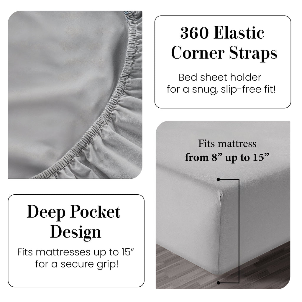Casa Platino 100% Cotton Sheets – Naturally Cool 100% Cotton Bed Sheets - Ultra Soft Percale Weave, Fade Resistant, Low Pill, 15” Deep Pocket – Silver