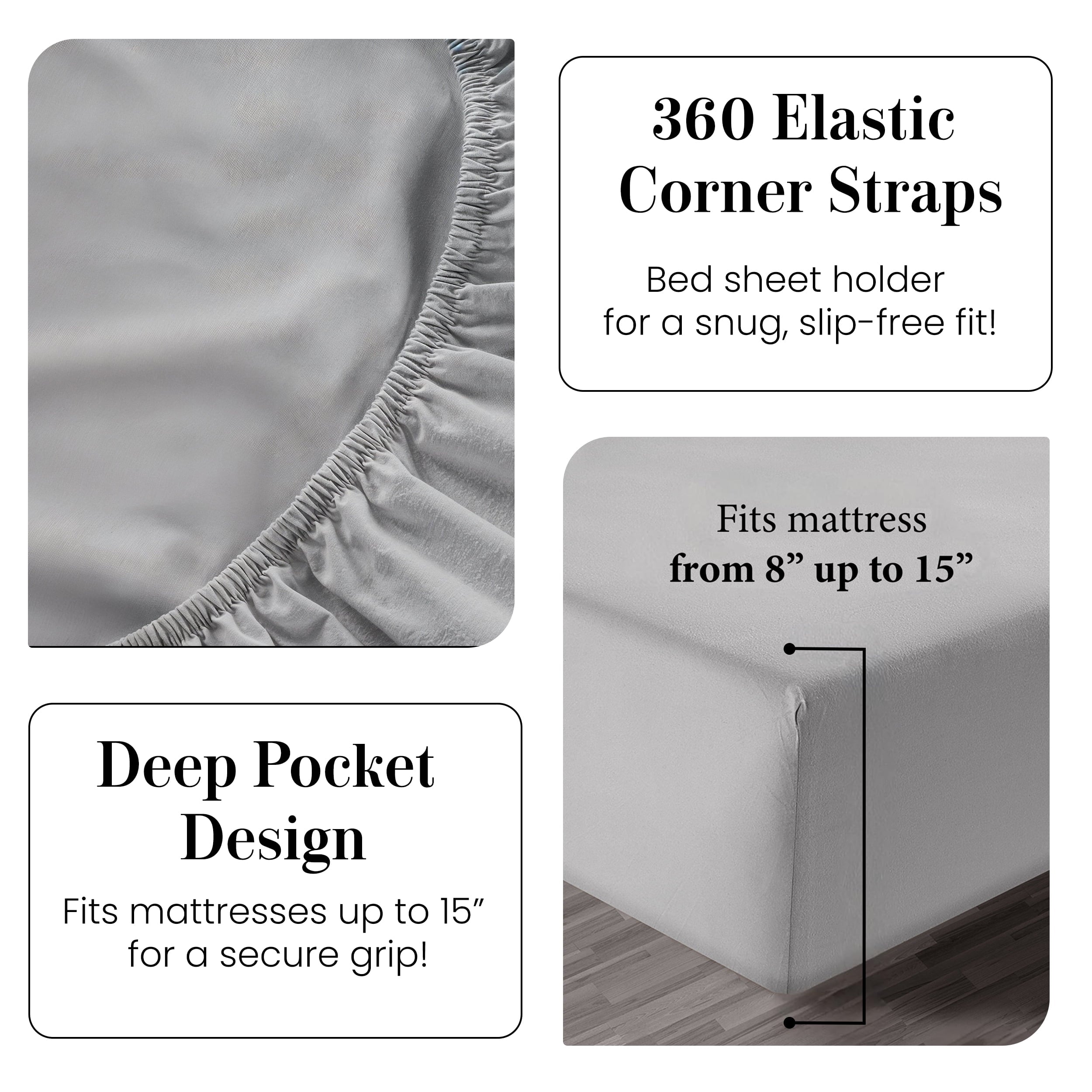 Casa Platino 100% Cotton Sheets – Naturally Cool 100% Cotton Bed Sheets - Ultra Soft Percale Weave, Fade Resistant, Low Pill, 15” Deep Pocket – Silver