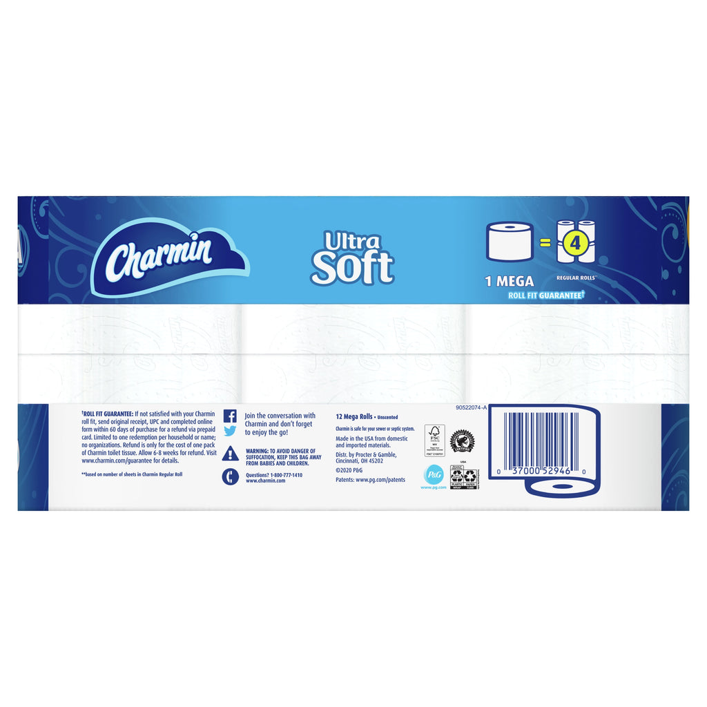 Charmin Ultra Soft Toilet Paper - 12 Mega Rolls, 264 Sheets per Roll