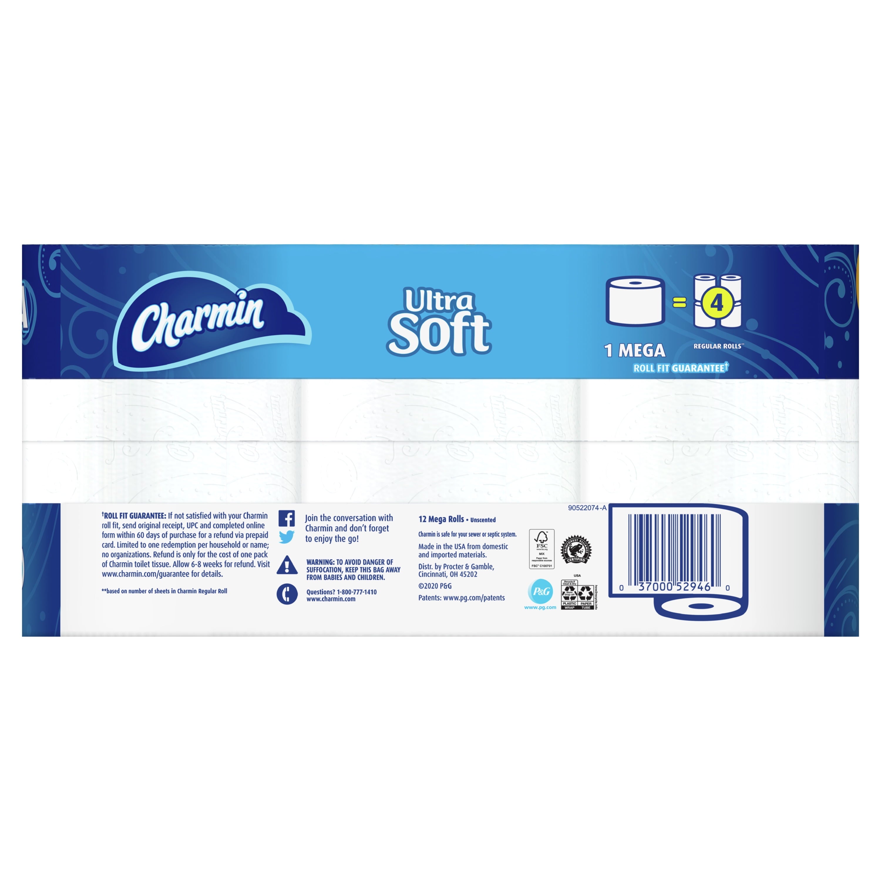 Charmin Ultra Soft Toilet Paper - 12 Mega Rolls, 264 Sheets per Roll