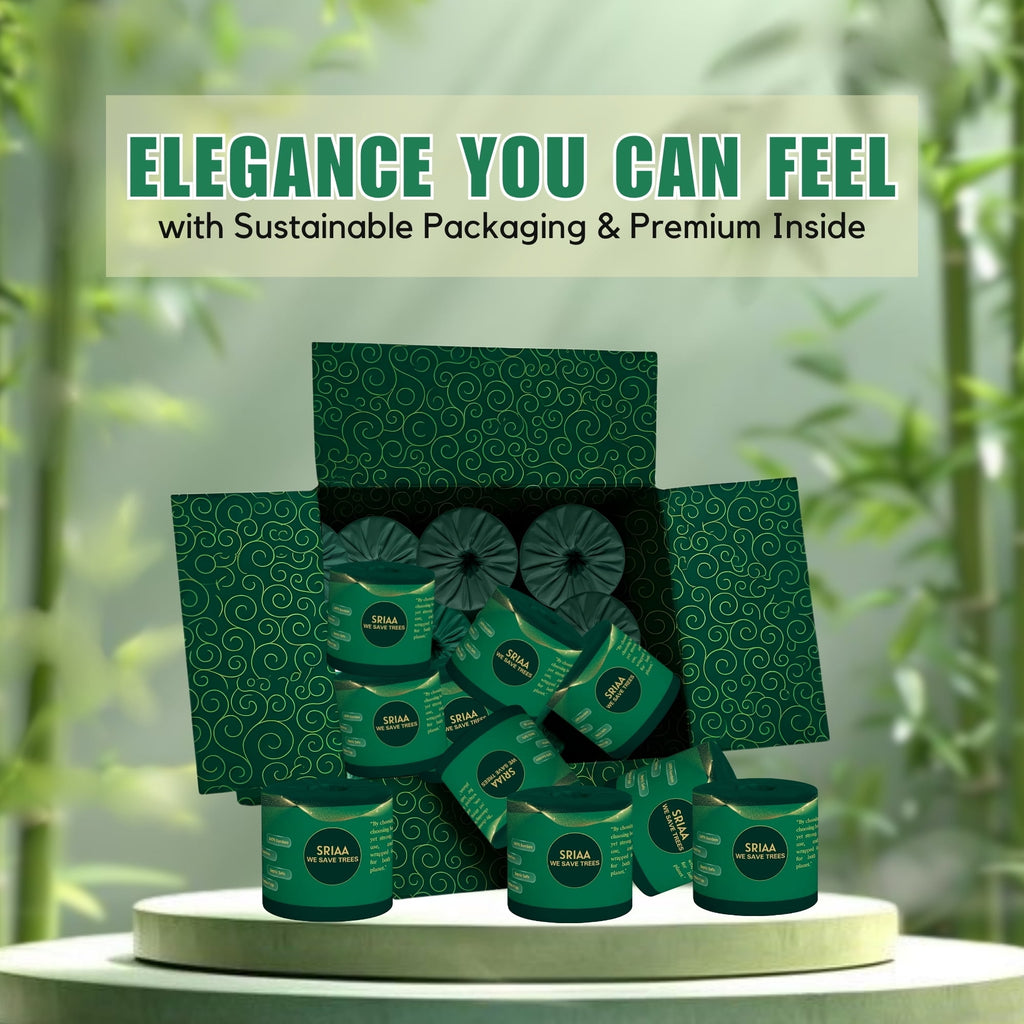 SRIAA Premium Organic 100% Bamboo Tree-Free Toilet Paper - 24 Mega Rolls, 3-Ply, 300 Sheets per Roll, Septic Safe, Plastic Free, FSC Certified