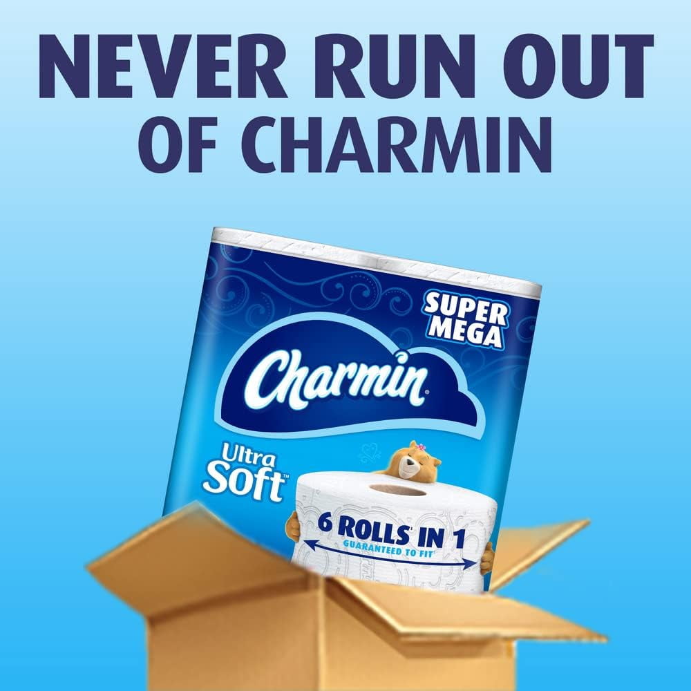 Charmin Ultra Soft Toilet Paper - 6 Super Mega Rolls (36 Regular Rolls)