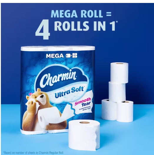 Charmin Ultra Soft Smooth Tear Toilet Paper - 12 Mega Plus Rolls