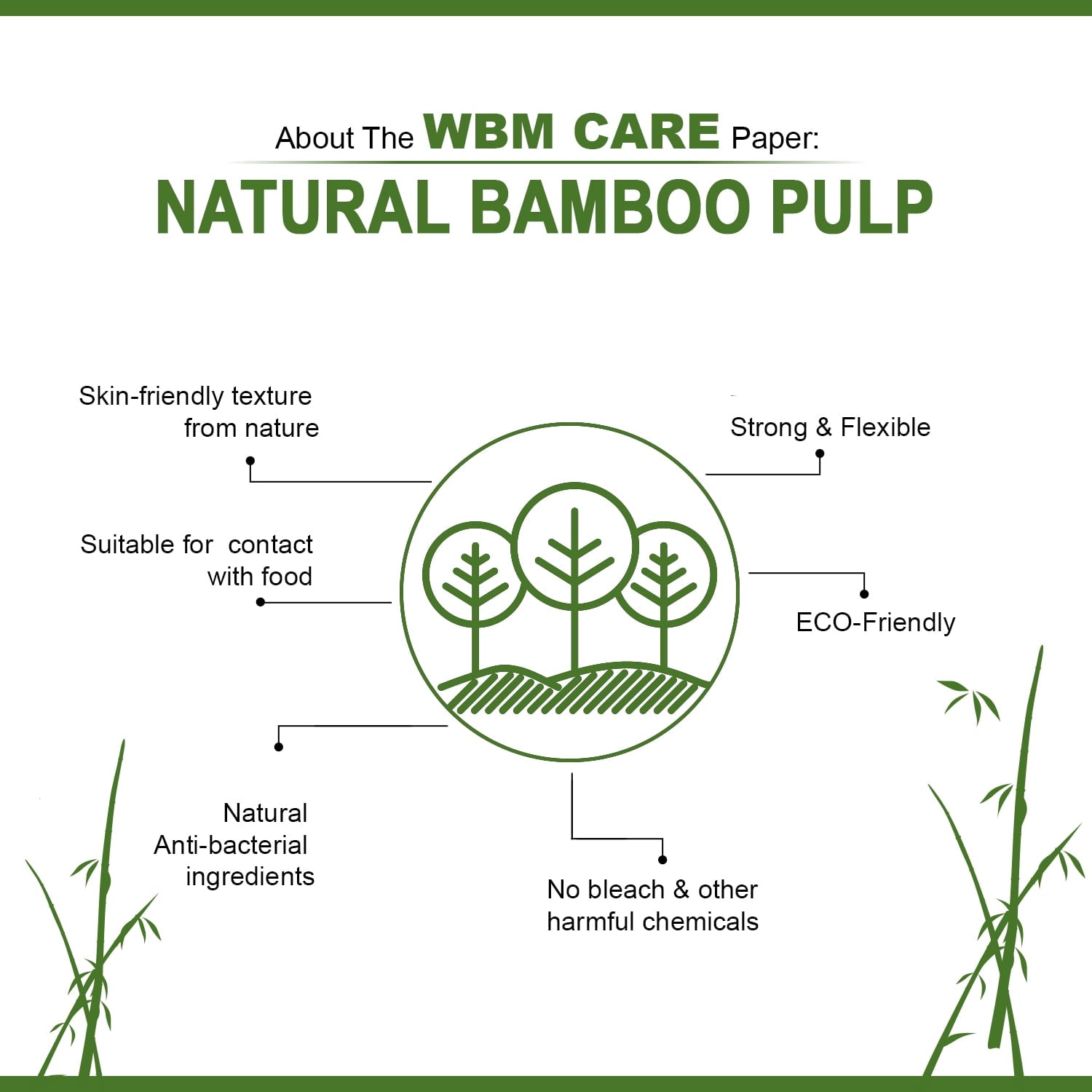 WBM Care Natural Bamboo Toilet Paper - 3-Ply, Unbleached, Tree-Free, 208 Sheets per Roll, 10 Rolls, Soft and Gentle Bath Tissue, Chemical-Free