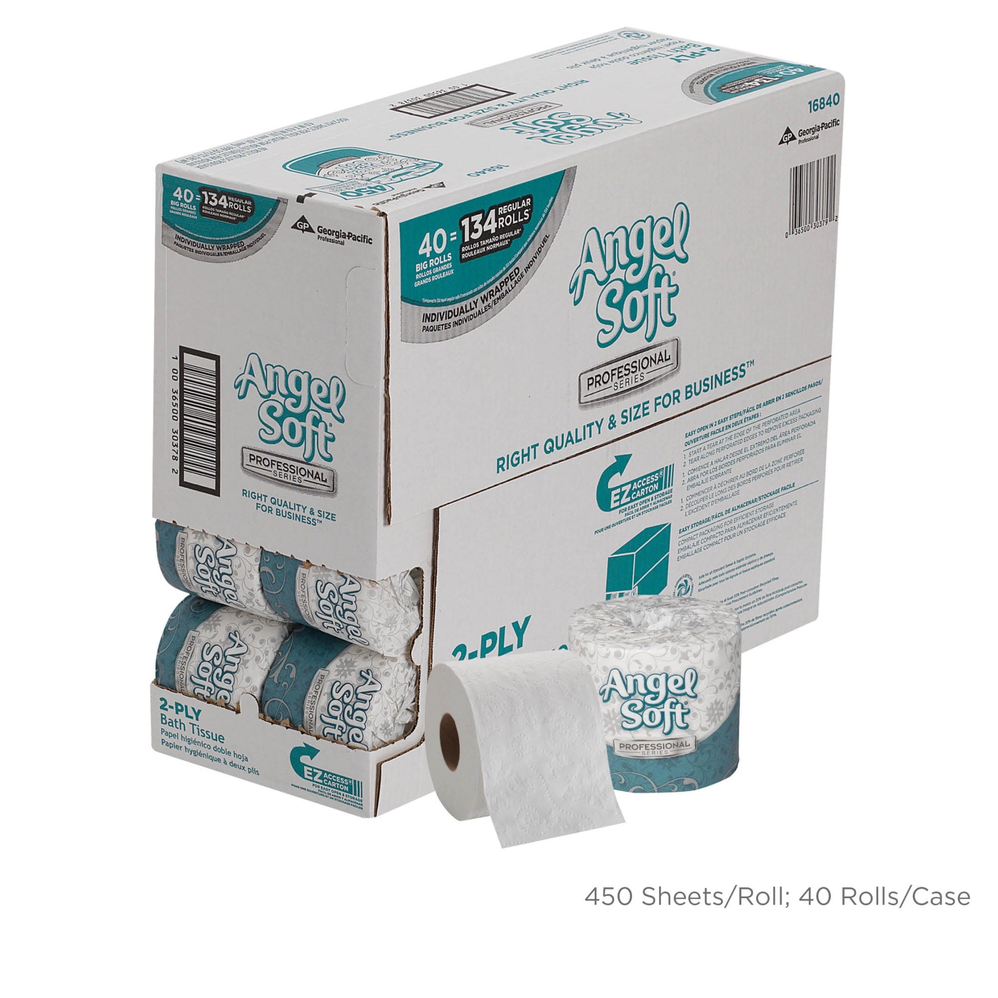 Angel Soft Professional Series - GPC16840, Embossed Toilet Paper, 40 per Carton, White