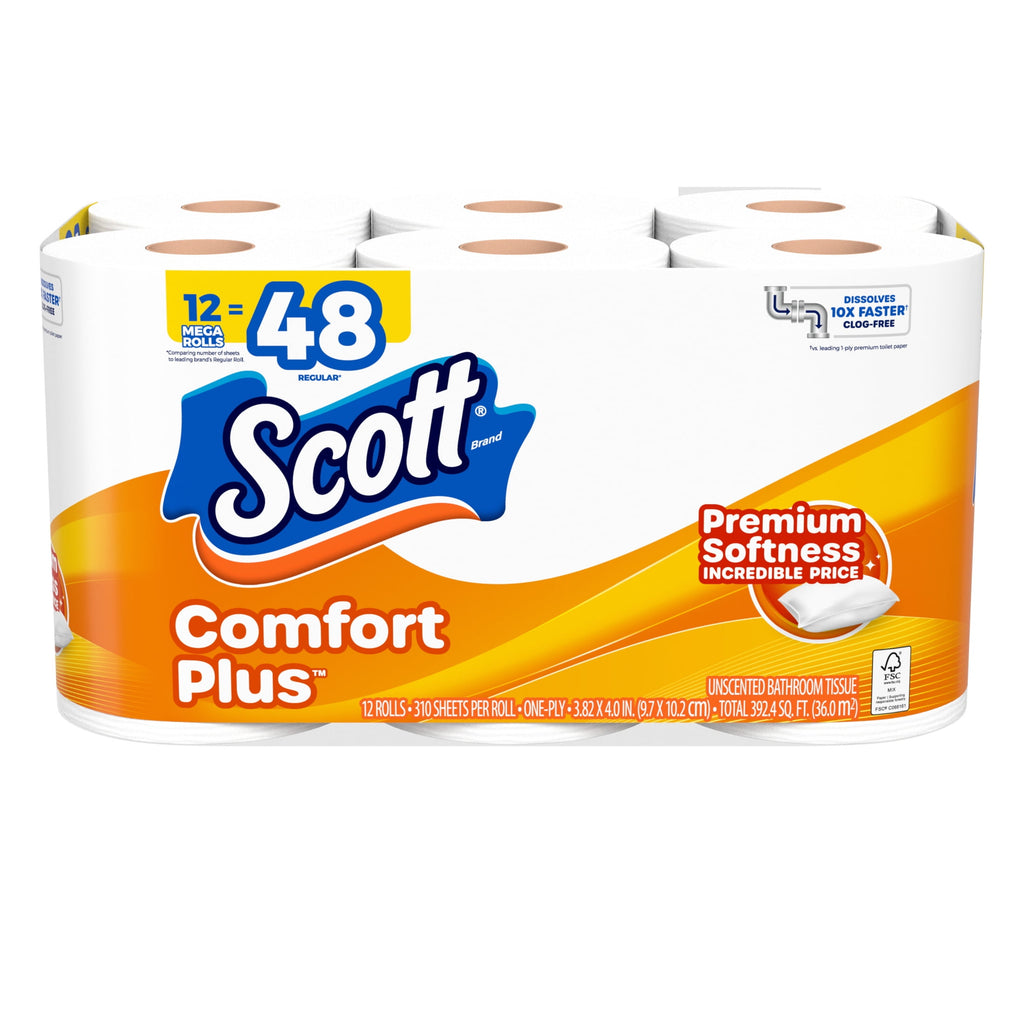 Scott ComfortPlus Toilet Paper - 12 Mega Rolls