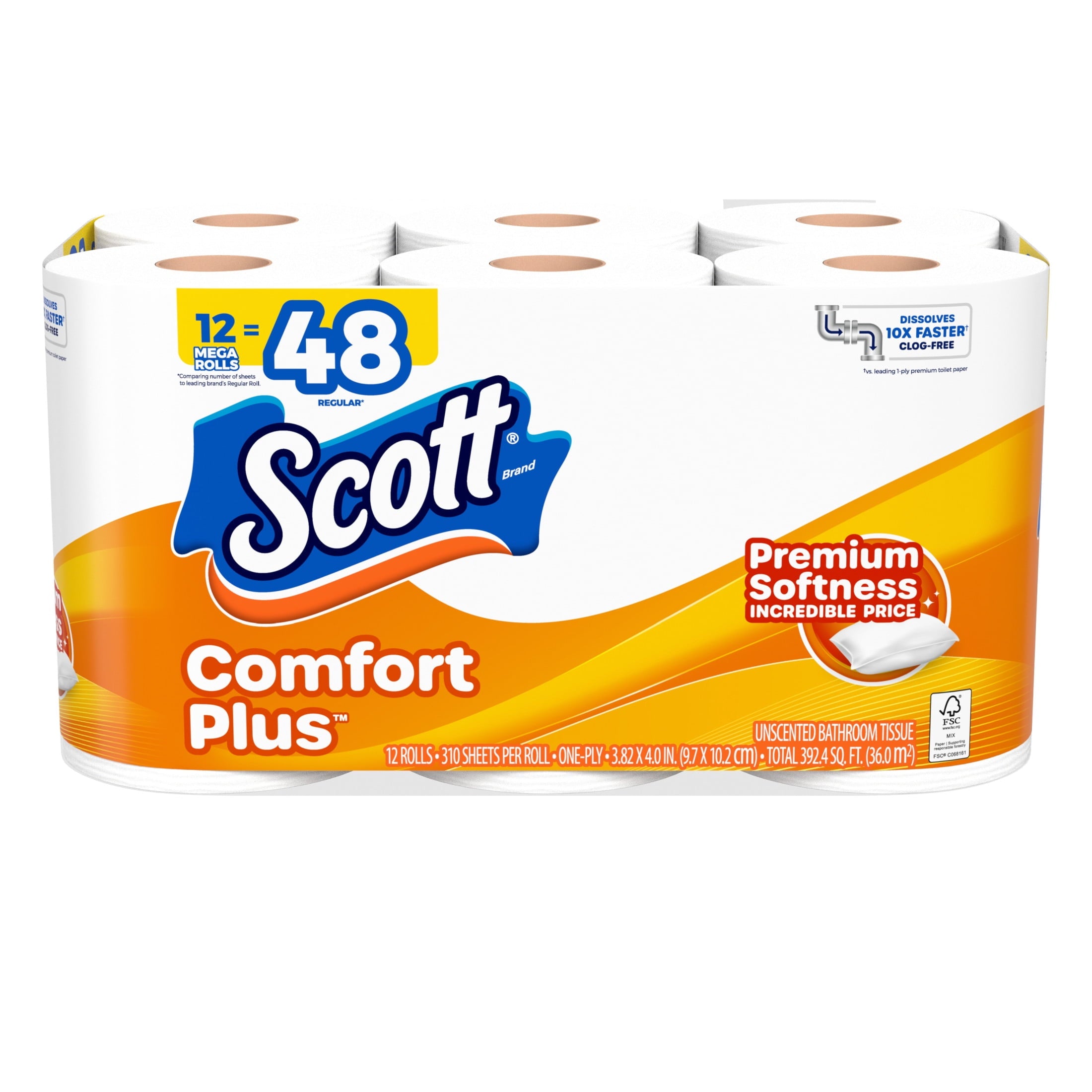 Scott ComfortPlus Toilet Paper - 12 Mega Rolls