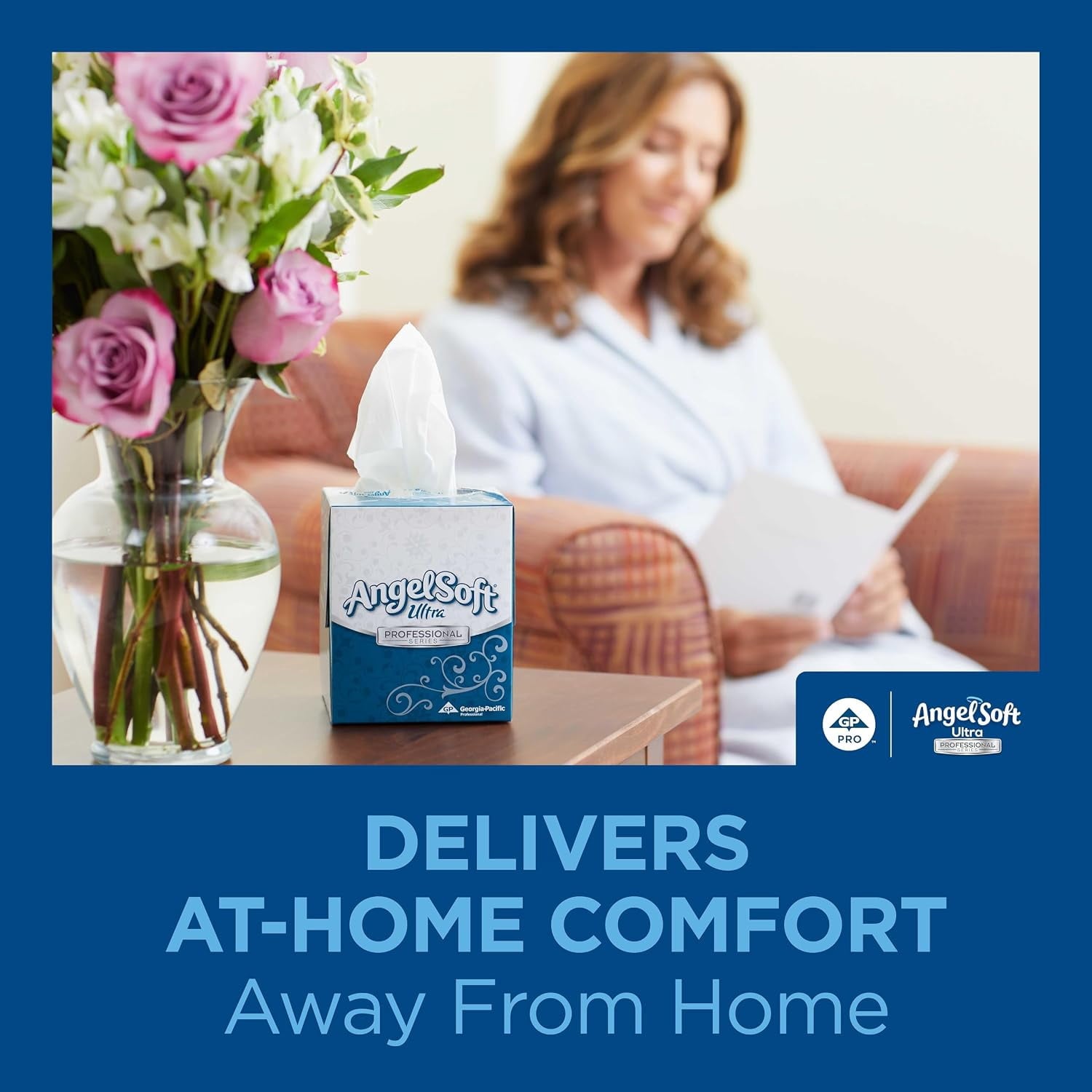 Joozen Angel Soft Ultra Professional Series Premium 2-Ply Facial Tissue (4836014) - 126 Sheets Per Box, 10 Tissue Flat Boxes Per Case