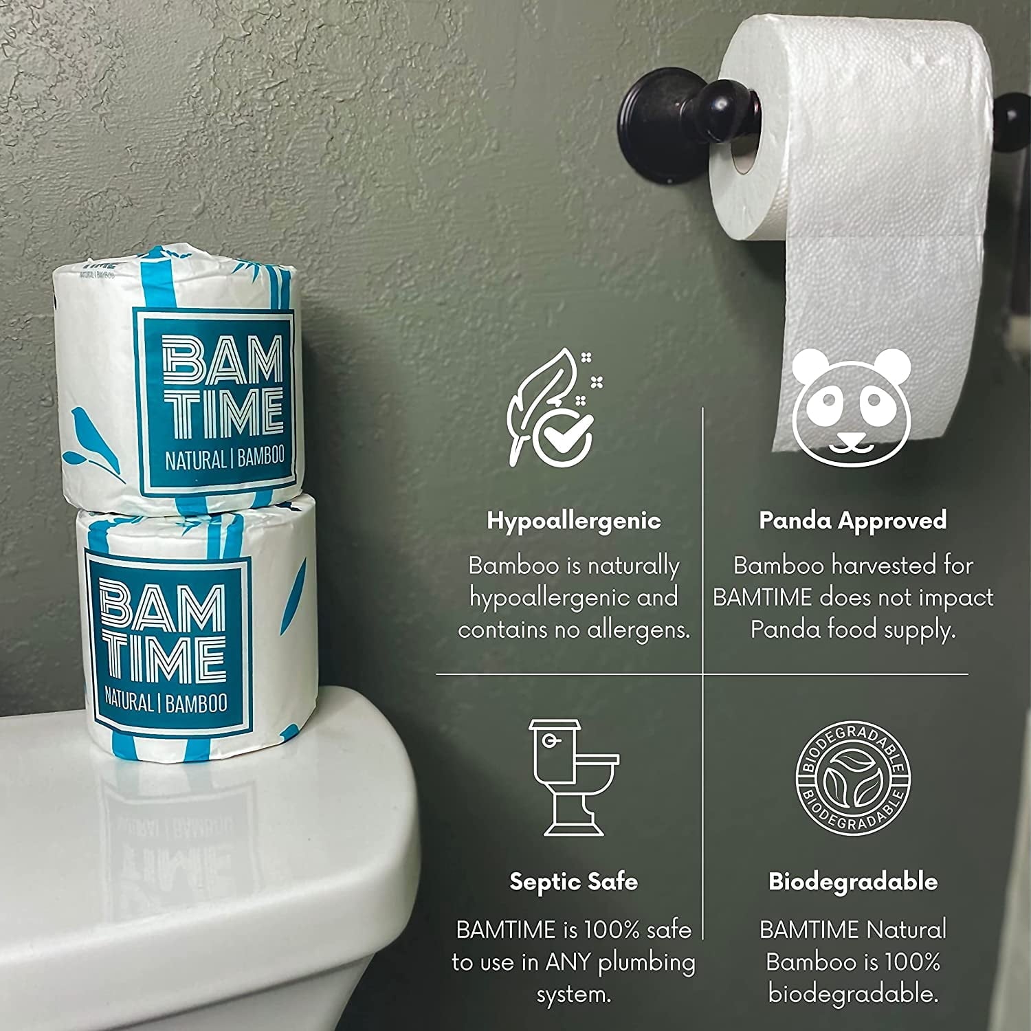 Tree-Free Bamboo Toilet Paper - 24 Rolls, 3-Ply, 300 Sheets per Roll