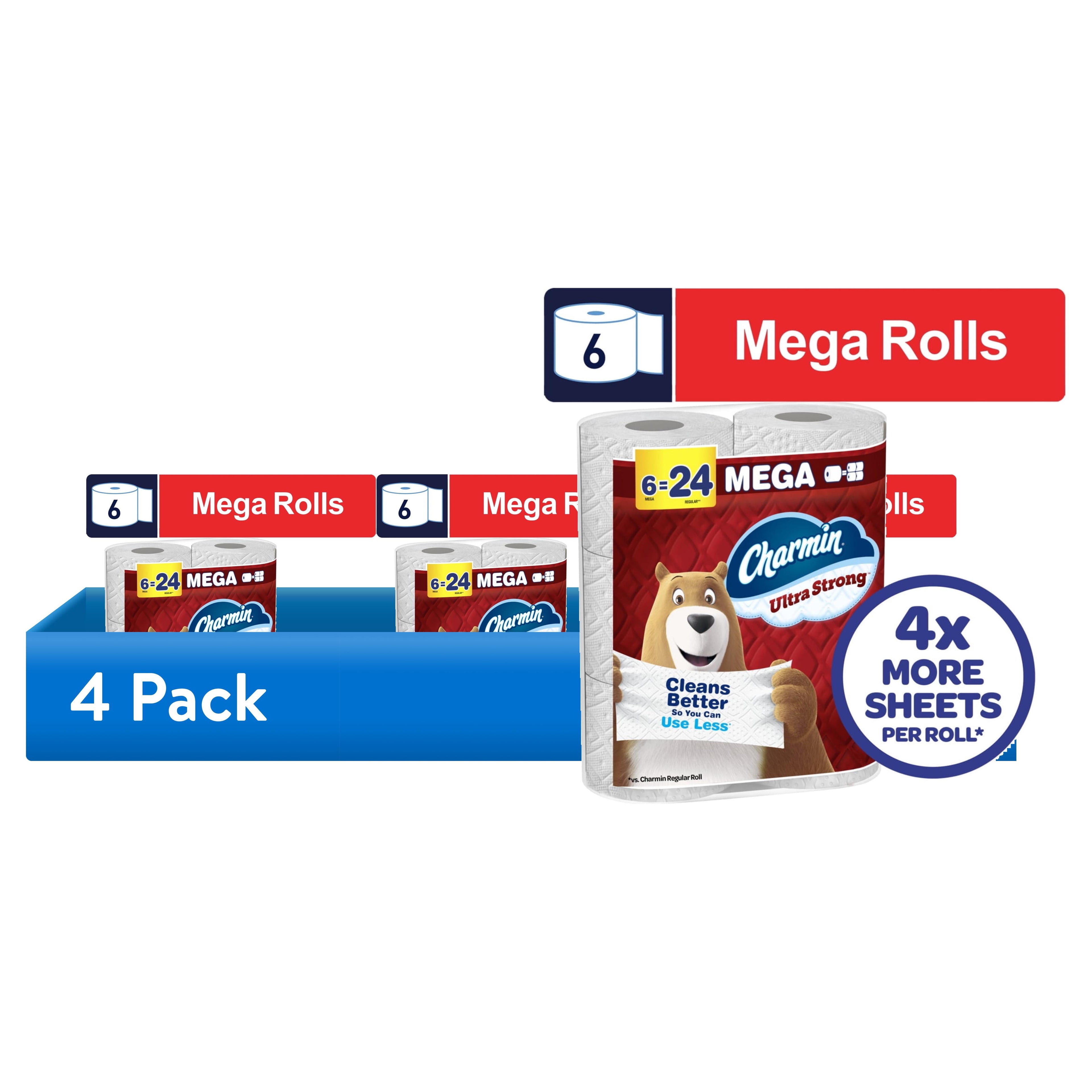 Charmin Ultra Strong Toilet Paper - 4-Pack of 6 Mega Rolls, 220 Sheets per Roll