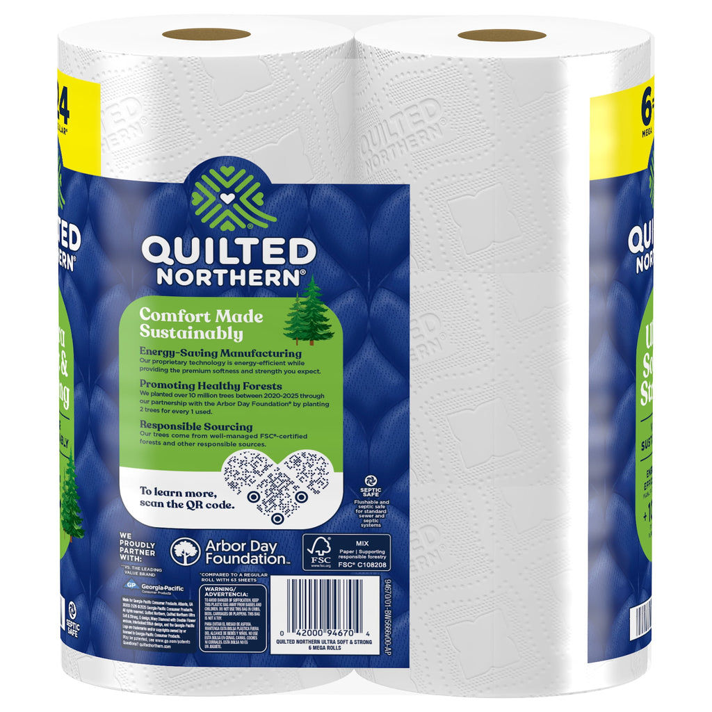 Quilted Northern Ultra Soft & Strong 2-Ply Toilet Paper - 6 Mega Rolls, 255 Sheets Per Roll