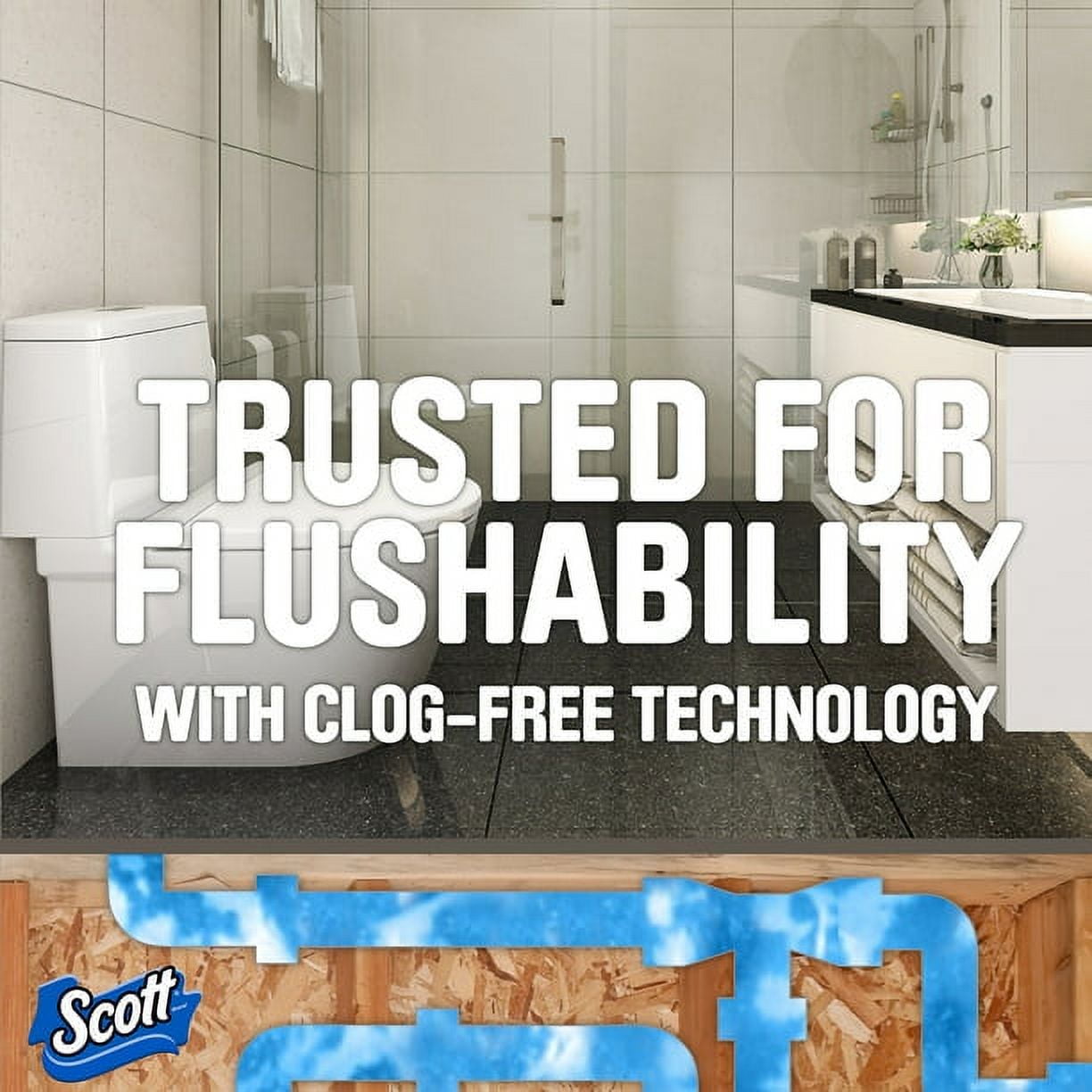 Scott 1000 Bathroom Tissue - Septic Safe, 1-Ply, White, 1, 000 Sheet/Roll, 20/Pack, Each